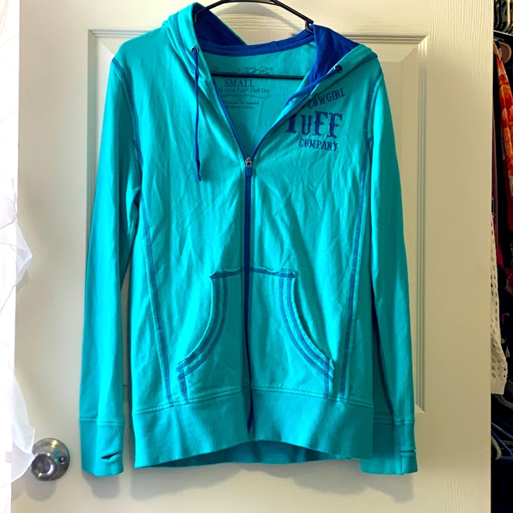 Blue and teal cowgirl tuff zip up